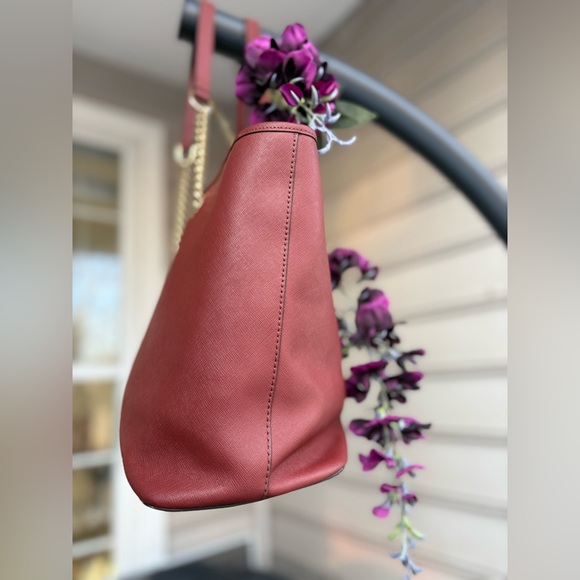 Michael Kors Deep Red Tote with Gold Chain Handles | Like New Condition - Picture 4 of 11